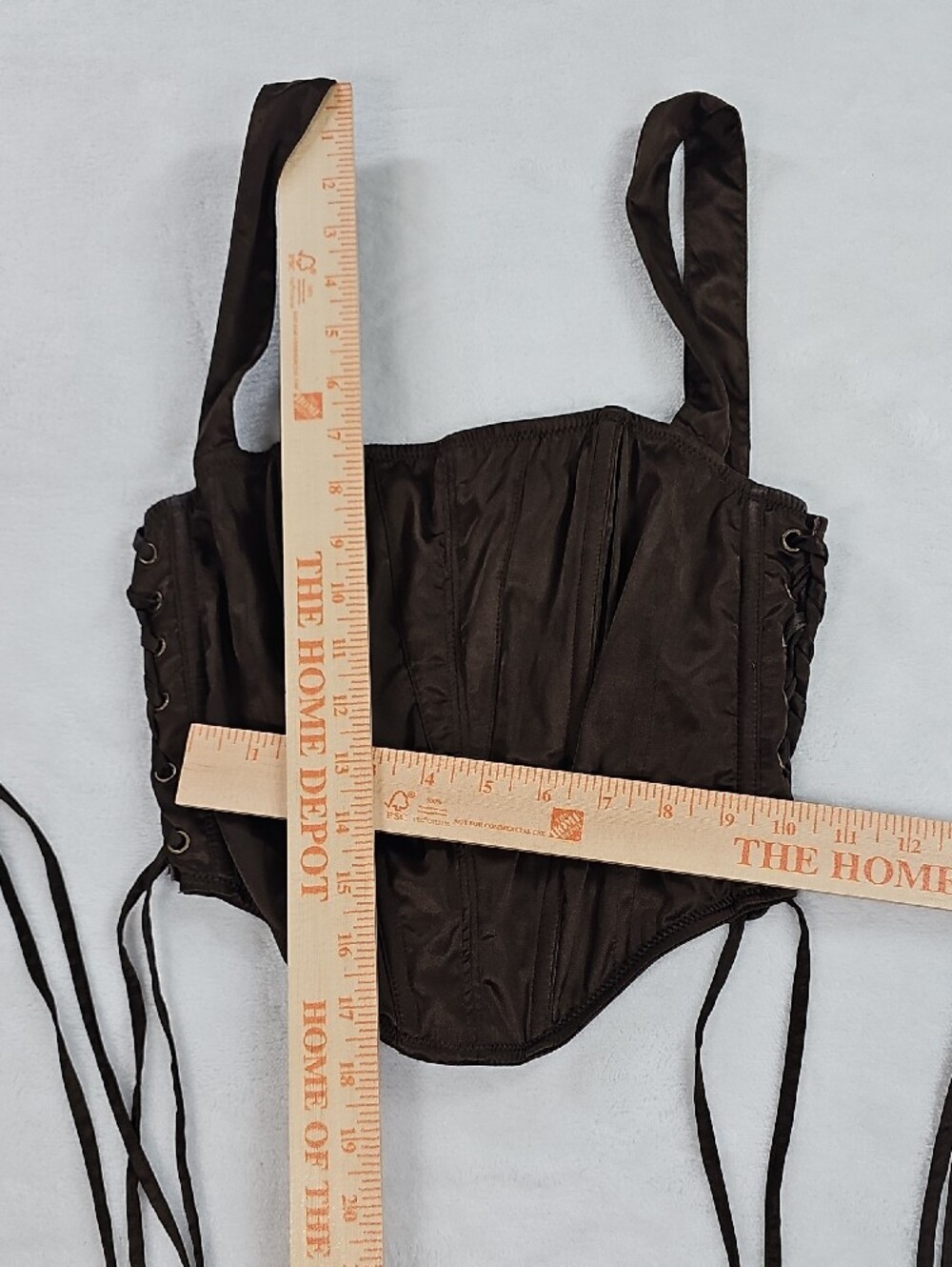 Urban Outfitters Brown Satin Lace Up Side Corset Top Size Large Zipper Back - Picture 4 of 9
